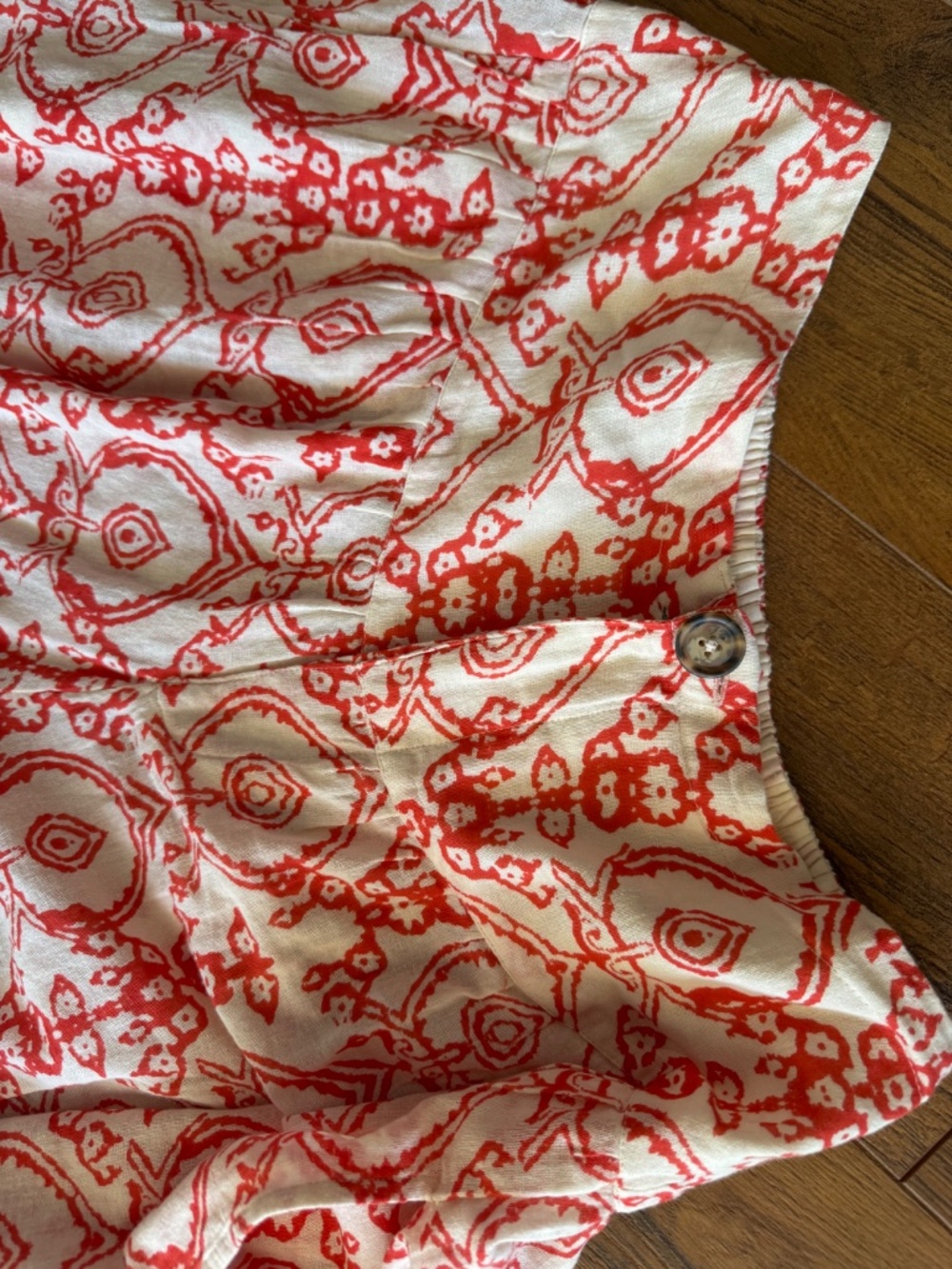 Free People Coral Red Print Balloon Harem Pants Boho Cotton India Large - Picture 5 of 15